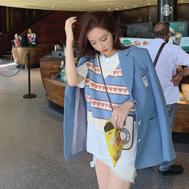 Xiaozhainv Áo Dệt Kim Sát Nách Cổ Chữ V Họa Tiết Trái Tim Thời Trang Xinh Xắn | BigBuy360 - bigbuy360.vn