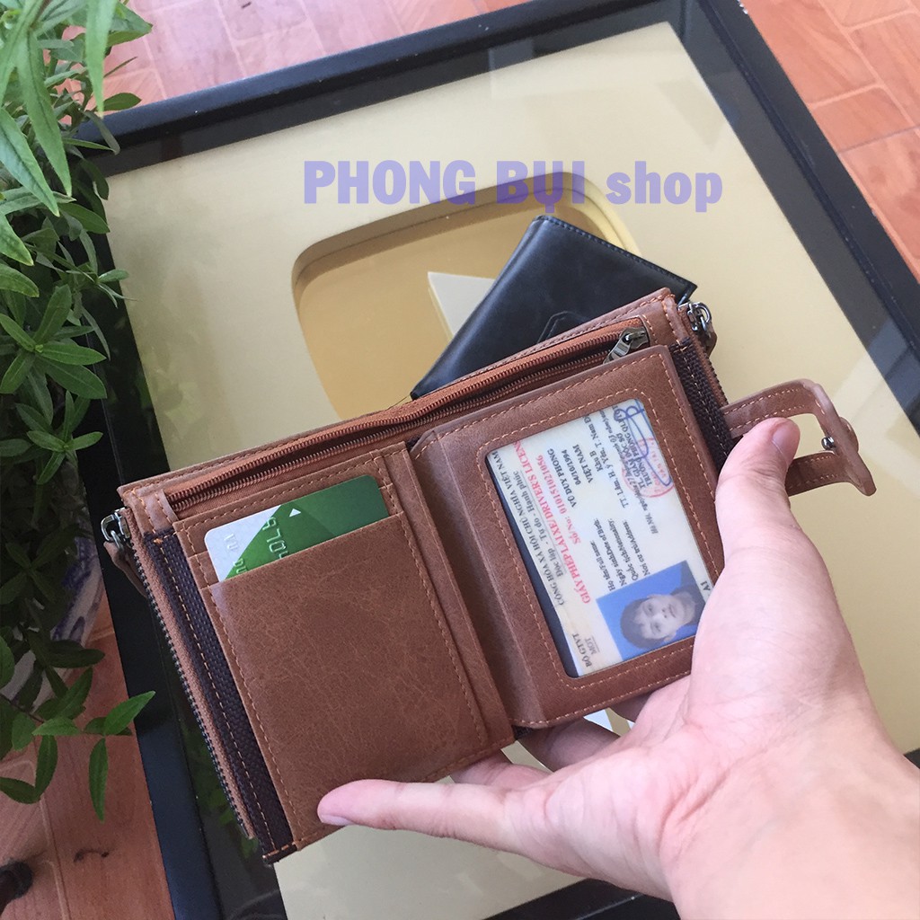 Ví Da Cúc Bấm Đa Năng Nhiều Ngăn Đựng Giấy Tờ Dùng Cho Cả Nam Và Nữ