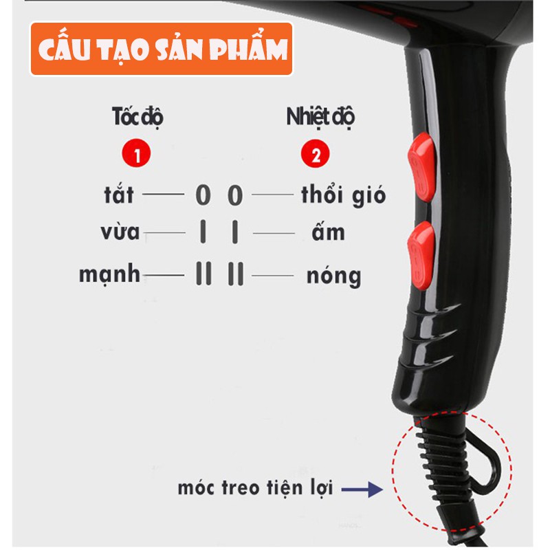 Máy Sấy Tóc Tạo Kiểu Tóc Chuyên Nghiệp Deliya Công Suất Lớn 2200W Chăm Sóc Tóc Đẹp Chuẩn Salon Tặng Kèm Bộ 5 Phụ Kiện