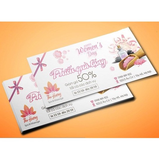 200 PHIẾU QUÀ TẶNG / GIFT VOUCHER / PHIẾU BẢO HÀNH CHỈ 300.000đ /Giấy C300  / Cán Màng / không cán