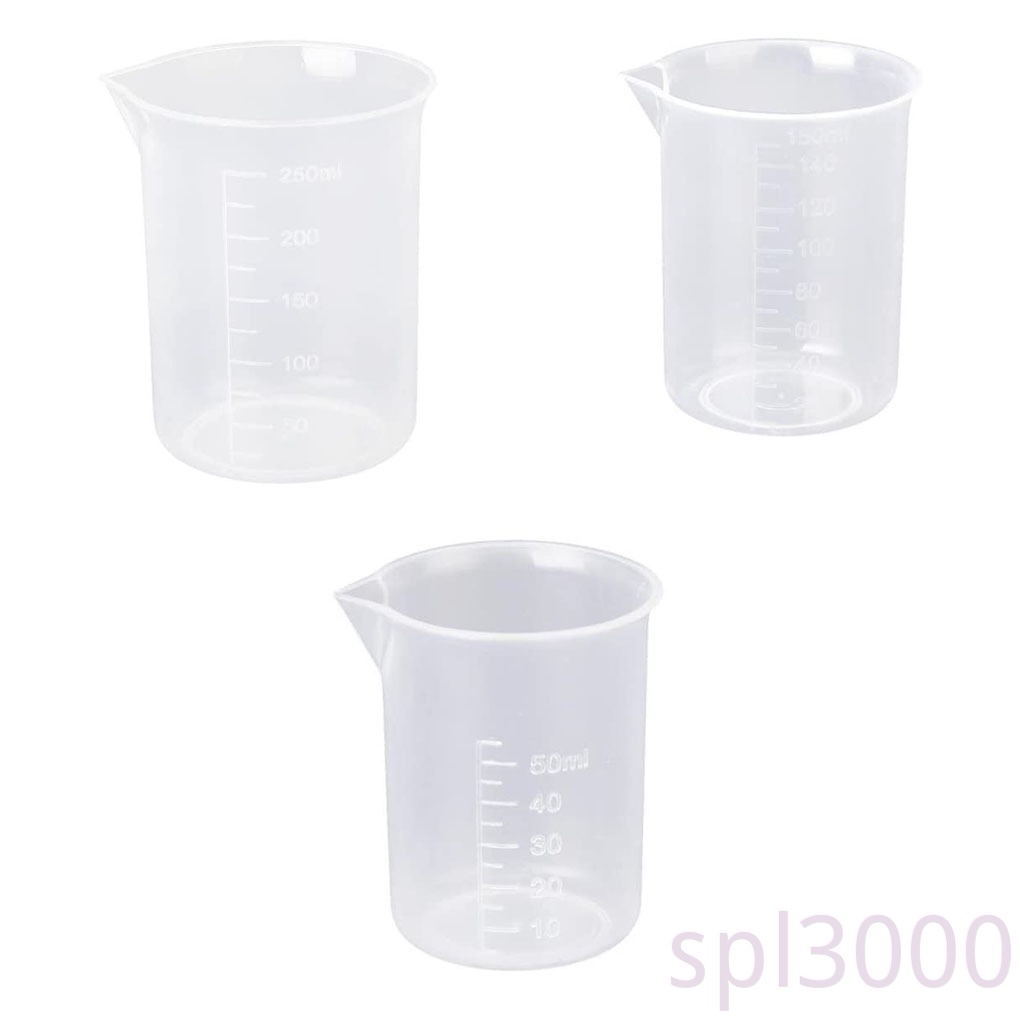 Set 3 Cốc Đo Lường Bằng Nhựa Chuyên Dụng Cho Phòng Thí Nghiệm