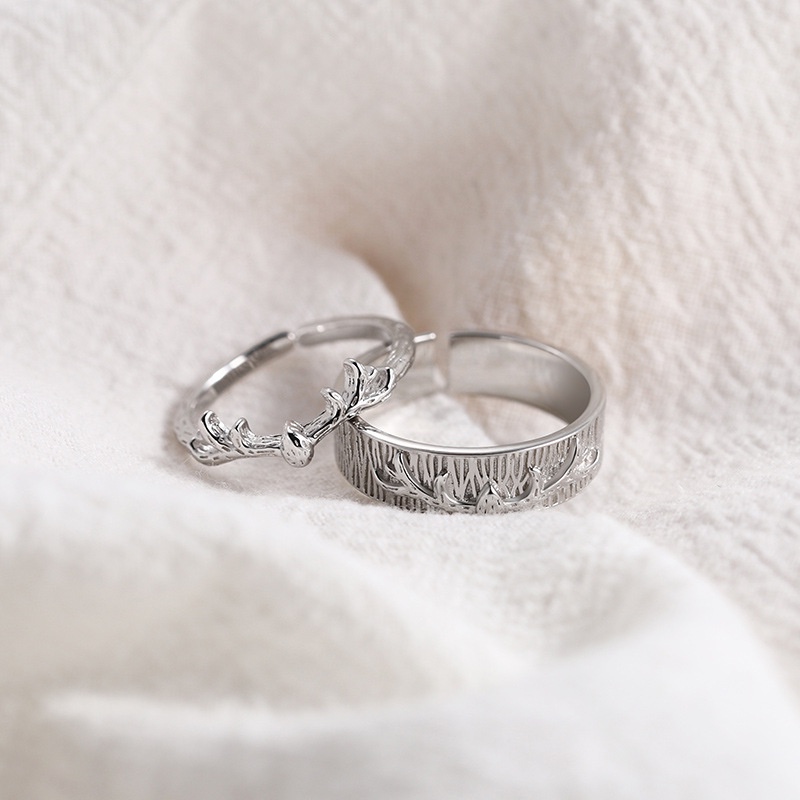 Nhẫn Cặp Đôi Hình Gạc Hươu Đơn Giản Sáng Tạo Thời Trang