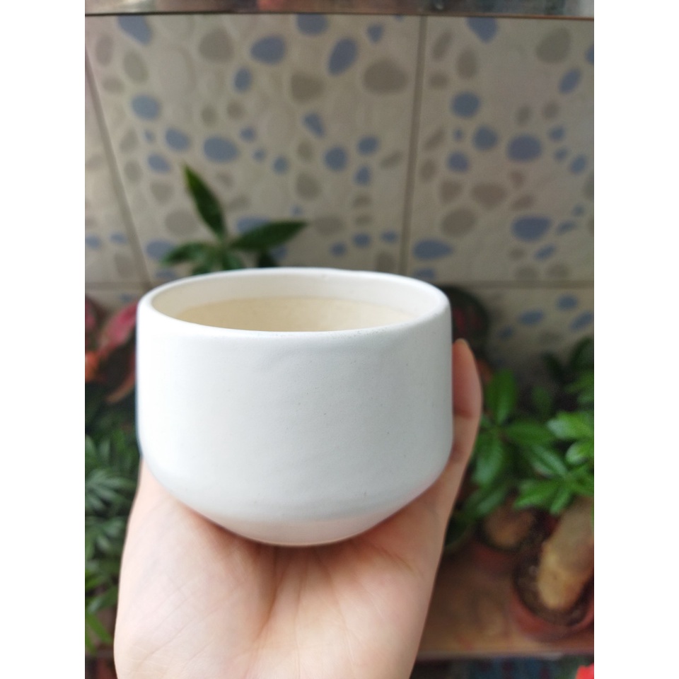 Chậu mini Bát Tràng trồng cây cảnh sen đá