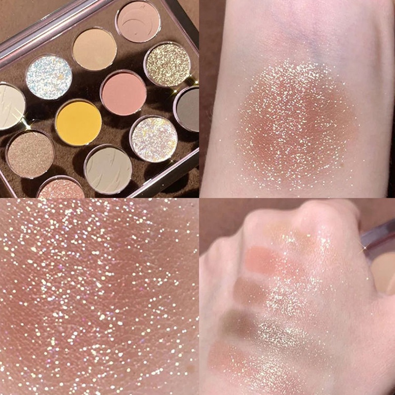 Bảng Phấn Mắt 12 Màu Sắc Hiệu Ứng Lì/ Ánh Ngọc Trai Chống Nước Chống Mồ Hôi Tiện Dụng