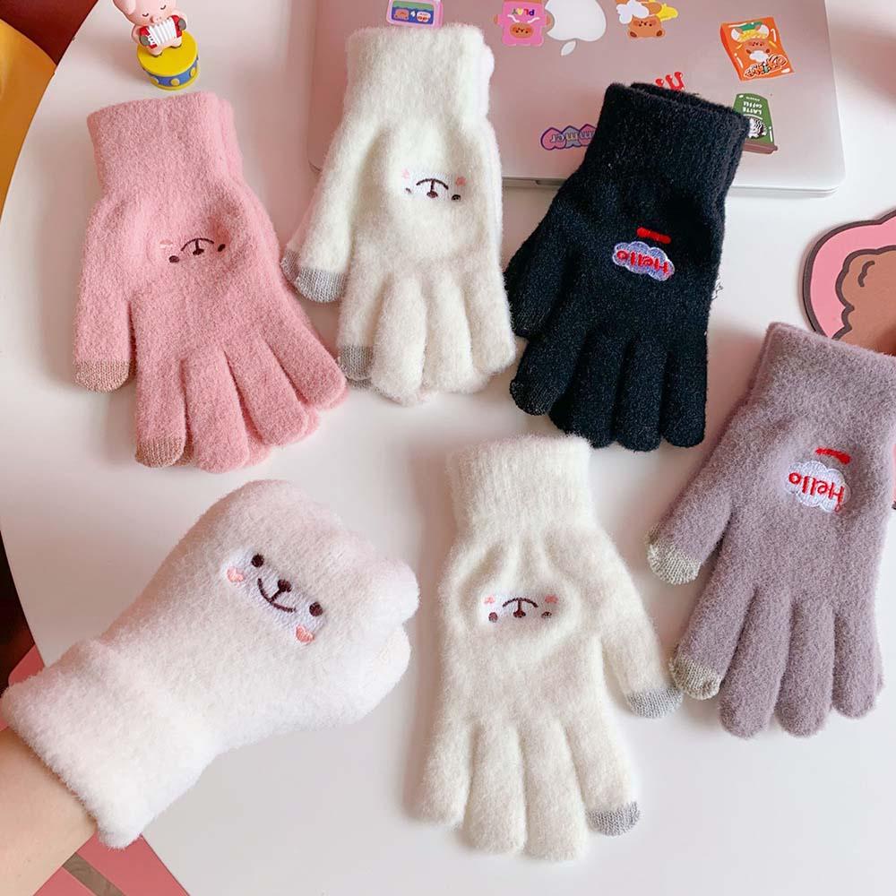 Găng Tay Dệt Kim WMES15H Giữ Ấm Họa Tiết Hoạt Hình Nhật Bản Dễ Thương Cho Học Sinh