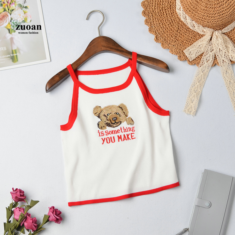 Áo dệt kim SUXIkhông tay hoạ tiết thêu phong cách hàn quốc