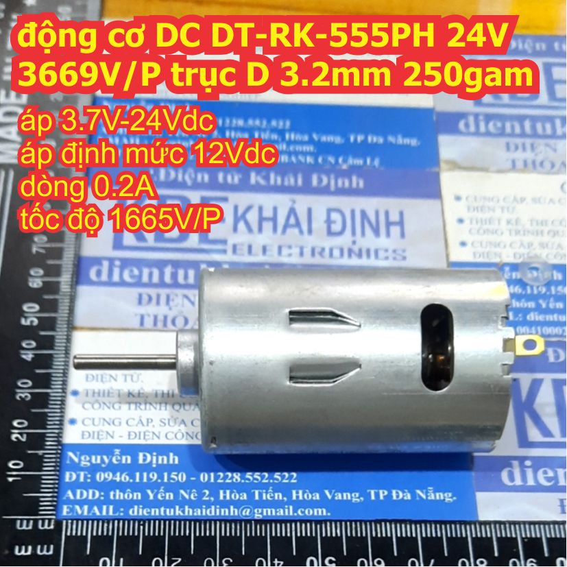 Động cơ DC 555 OT-RK-555PH 21130 24V 200mA 3669V/P, trục D 3.2mm 205g momen xoắn cao kde3084