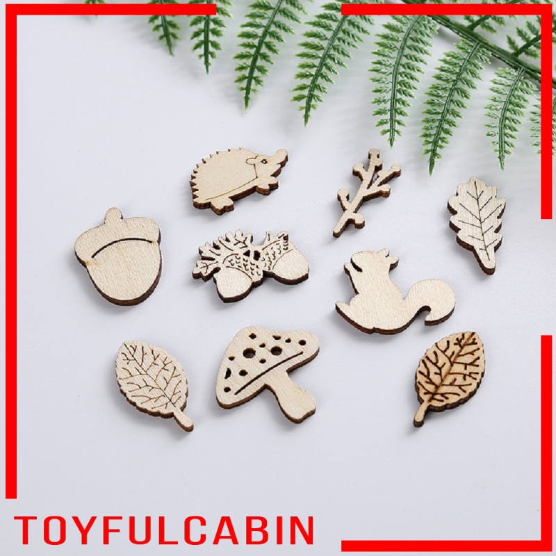 Set 50 Lát Gỗ Tự Nhiên Trang Trí Cây Treo DIY