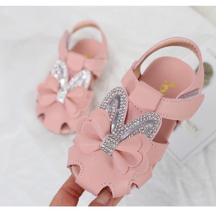 (A709) sandal tai thỏ đính đá cho bé gái - Thiết kế đơn giản - Phong cách Hàn Quốc - Hàng quảng châu 2020
