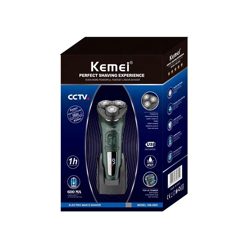 Máy cạo râu khô và ướt KEMEI KM-2805 chống thấm nước IPX7 công suất mạnh 5W sạc USB