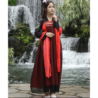 Hán phục cổ trang - Trang phục váy đen đỏ