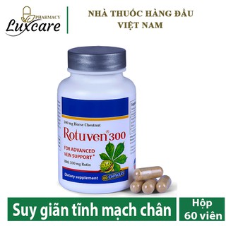 Rotuven 300 (Hộp 60 viên) Hỗ trợ tăng sức bền thành mạch, giảm suy giãn tĩnh mạch