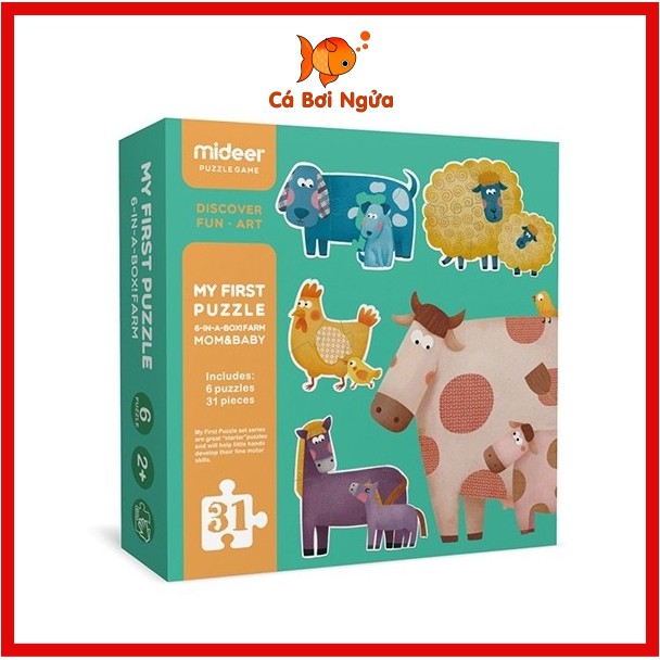 Đồ chơi xếp hình, Bộ xếp hình chính hãng My First Puzzle Mideer Mẹ con Động vật - Mom & Baby