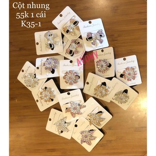 Cột tóc nhung xi màu trắng đính hạt pha lê lấp lánh