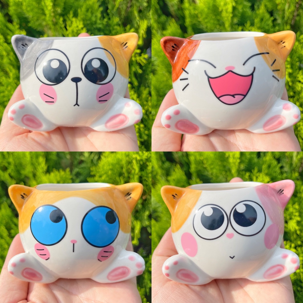 Chậu mèo 6x8cm - Chậu trồng sen đá dễ thương