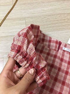 Váy caro đỏ cổ tròn