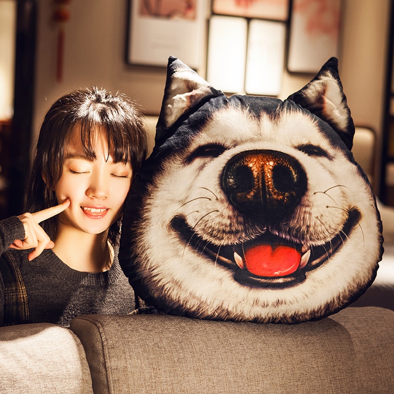 Gối Sofa hình đầu chú chó Husky 3d dễ thương xinh xắn
