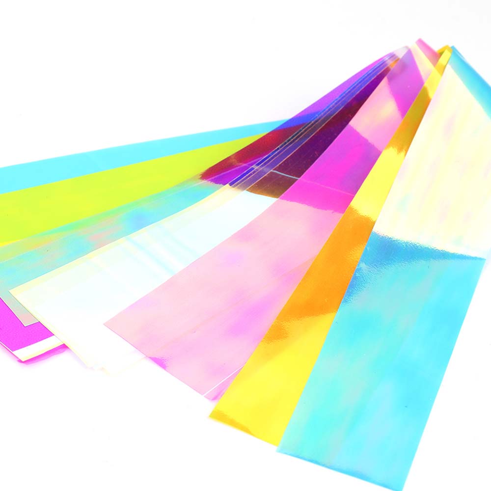 Miếng Dán Trang Trí Móng Tay Nghệ Thuật Chuyển Đổi Lá Kính Laser Lấp Lánh DIY 8 Màu Sắc