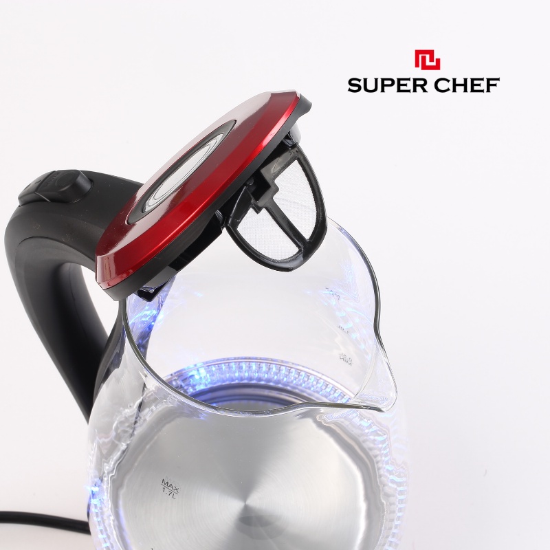 [Mã BMBAU50 giảm 7% đơn 99K] Ấm Siêu Tốc Thủy Tinh 1.7l Super Chef Cao Cấp, Siêu An Toàn