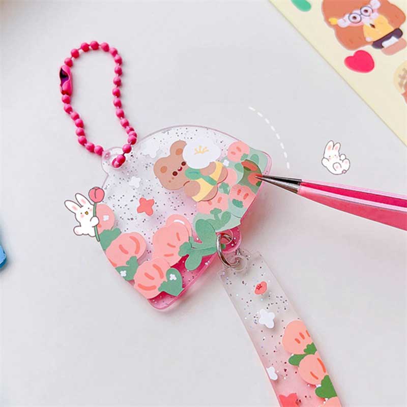 Móc khóa nhựa acrylic tự trang trí sticker có tặng kèm sticker chibi kèm theo - GSK176