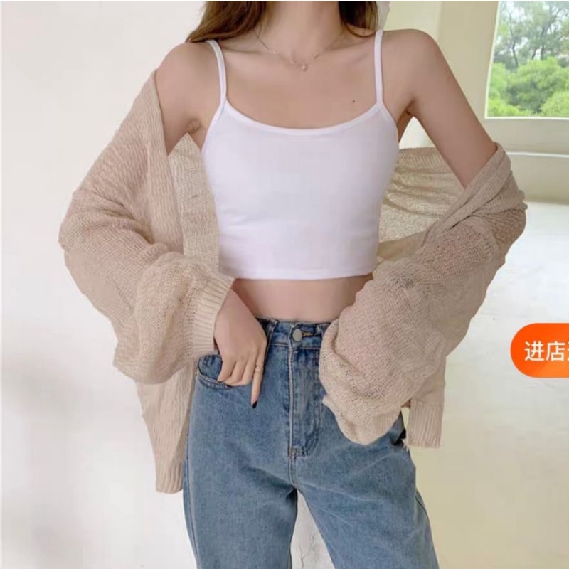 Áo croptop 2 dây nữ trơn A3 - chất thun gân ENTYTY shop