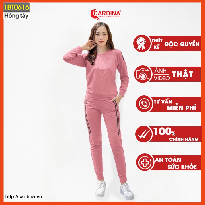 Bộ thu đông nữ CARDINA chất cotton Nhật cao cấp kiểu dáng thể thao năng động 1BT06.