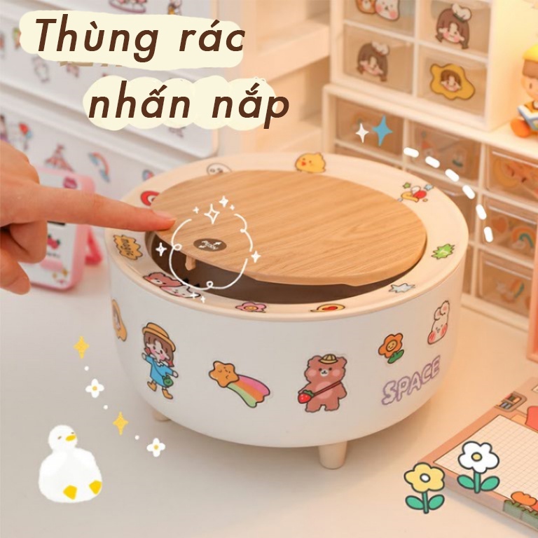 Thùng Rác Mini Để Bàn Hoặc Đựng Đồ Lặt Vặt Có Nắp Nhấn Nút (không kèm sticker)