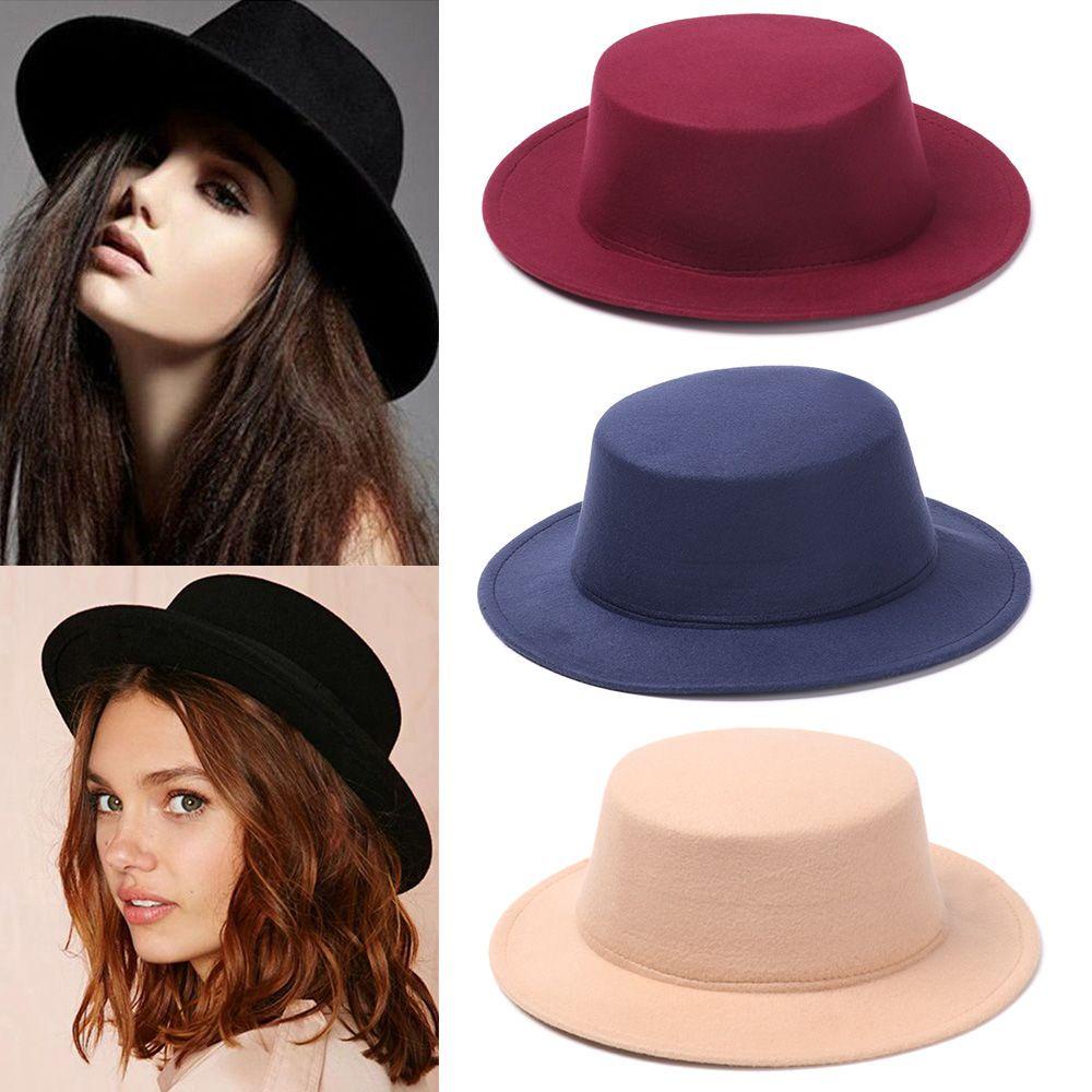 YOLA Mũ Fedora Vành Rộng Bằng Len Phong Cách Cao Bồi Vintage Thời Trang