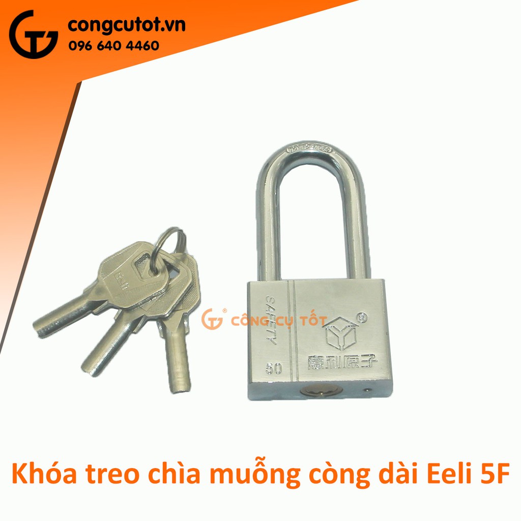 Khóa còng dài chìa muỗng thép trắng không gỉ