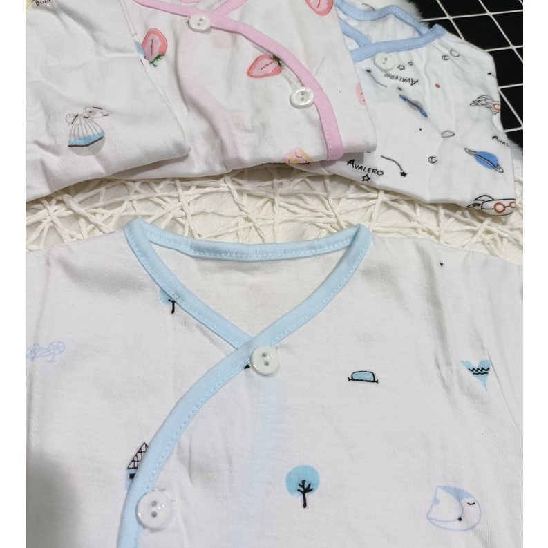 Áo sơ sinh cotton ngắn tay Loại đẹp khuy vẹo cho bé sơ sinh
