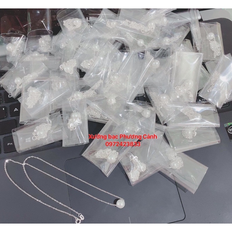 Dây Chuyền Bạc Đính Ngọc Trai Nhân Tạo Thiết Kế Đơn Giản Xưởng Bạc Phương Cảnh CPJ