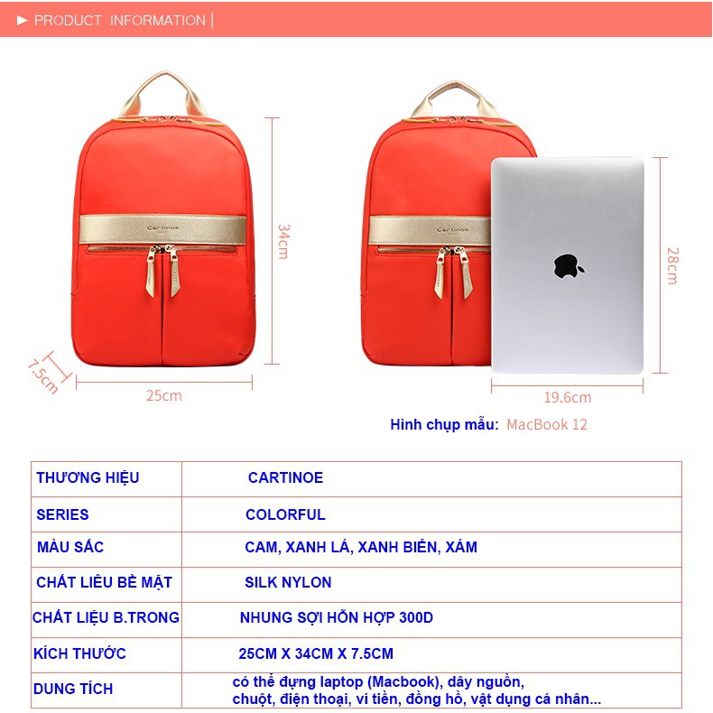 Balo thời trang Cartinoe Color Full