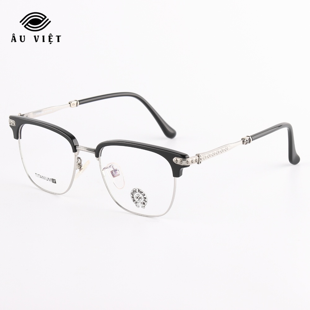 Gọng kính CH-2031 kim loại titanium nam nữ dáng chữ nhật vuông màu vàng/bạc Full box