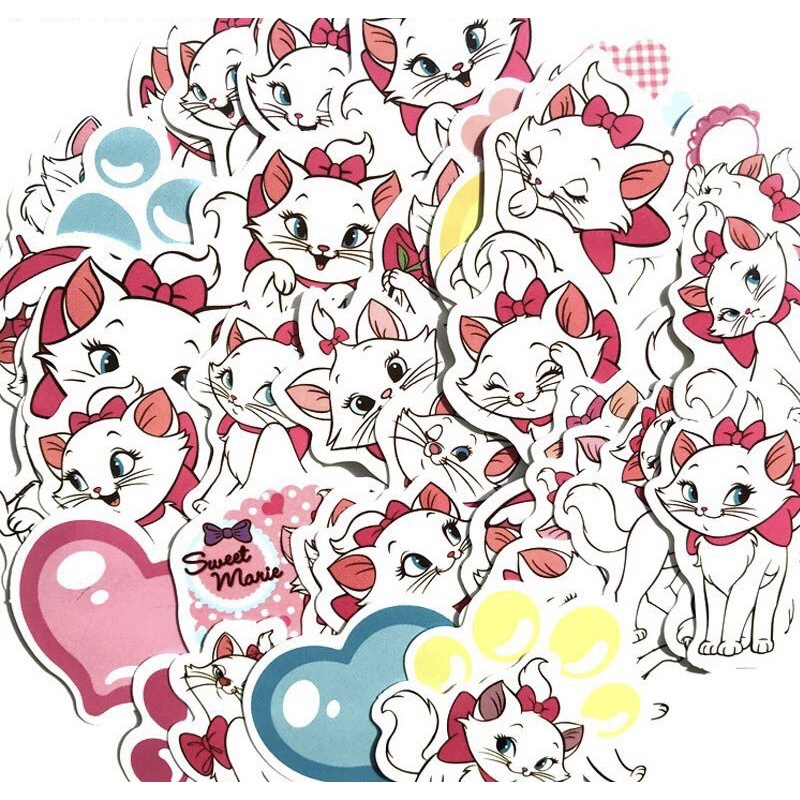 Sticker Marie cat Sticker Disney 30-60 cái/Hình dán Disney Marie cat