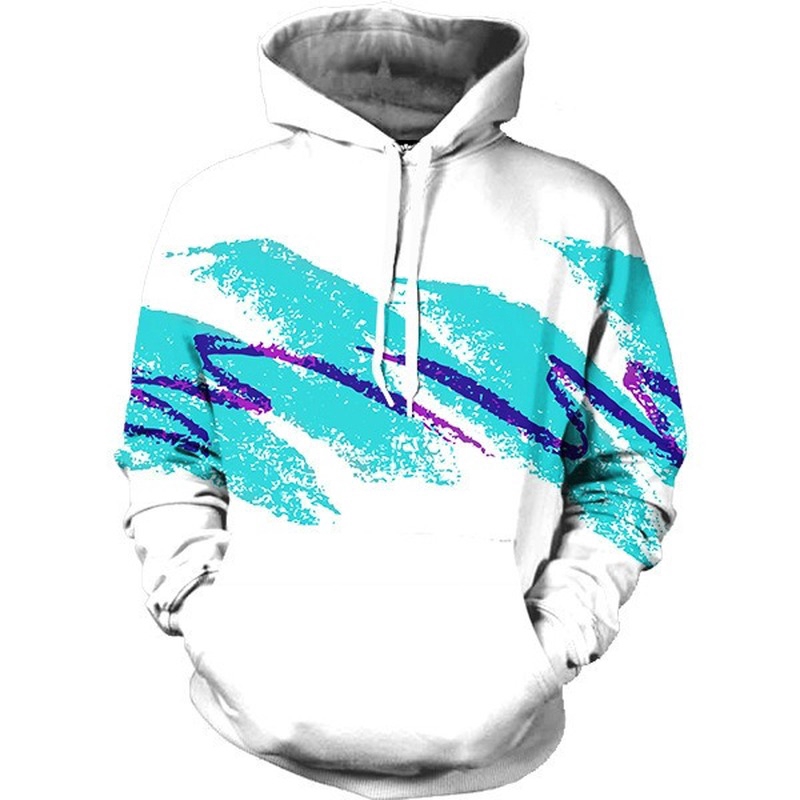 New Tide Fashion Sweatshirt Blue Color Water Print 3D Hoodies Men Long Sleeve Autumn Winter Hoody Hoodie 3D with Cap