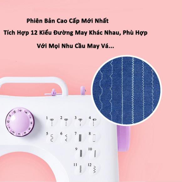 Máy khâu mini, máy may gia đình thông minh cao cấp FHSM 505A -Có Vắt Sổ, May Được Vải Thun Có Chân Vịt