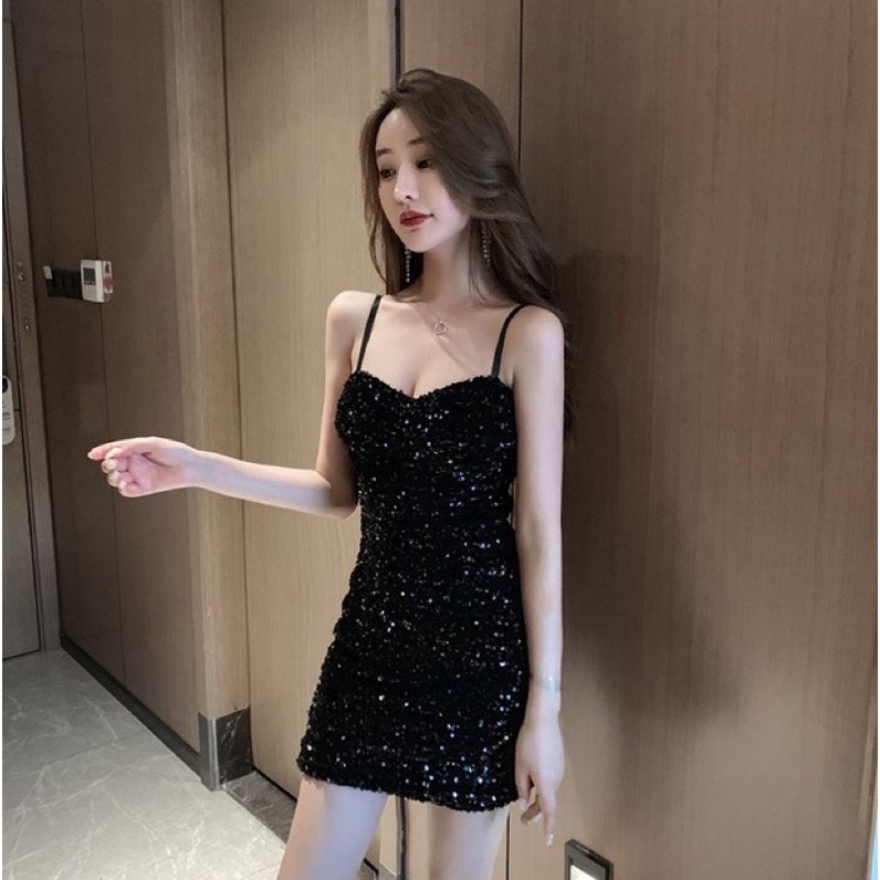 Đầm dây nữ phong cách gợi cảm sang trọng khí chất hàng Quảng Châu cao cấp đầu xu hướng mùa thu 2021