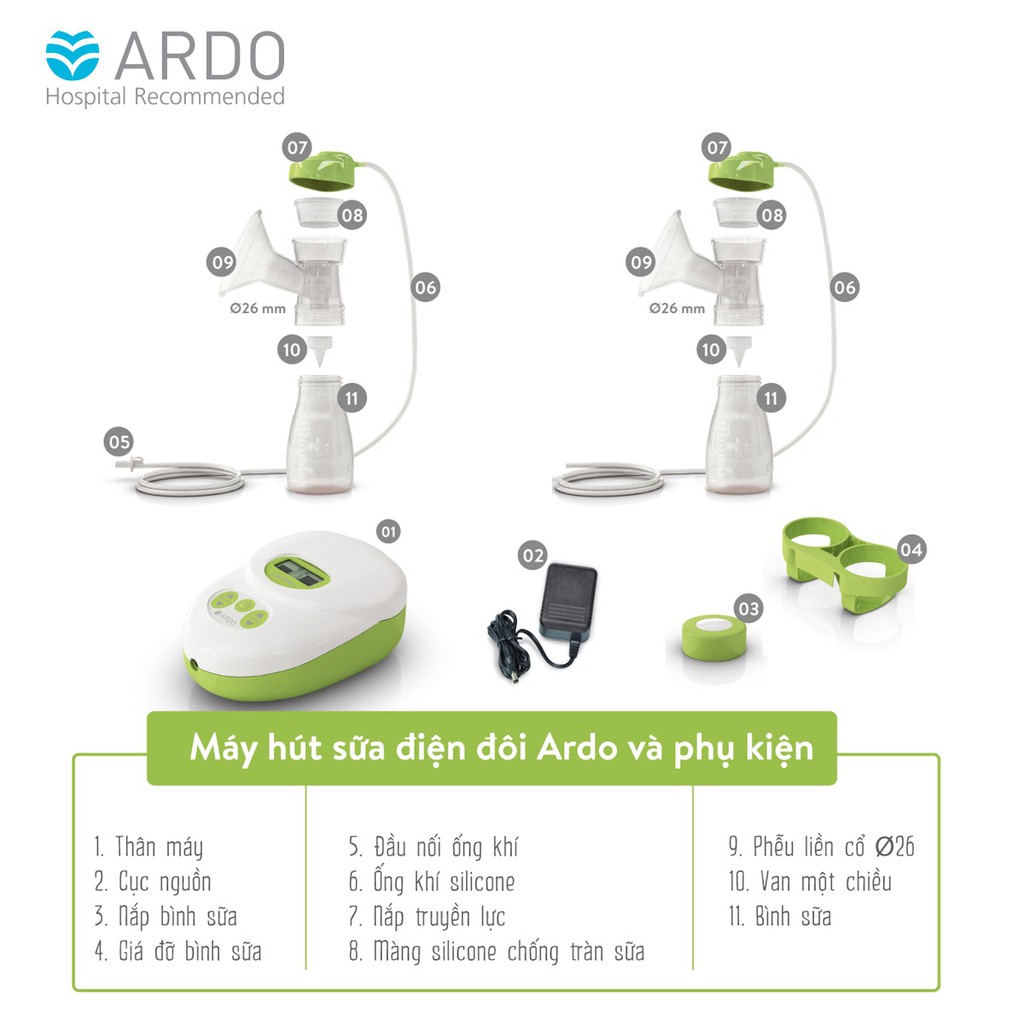 Ống khí silicone máy hút sữa Ardo