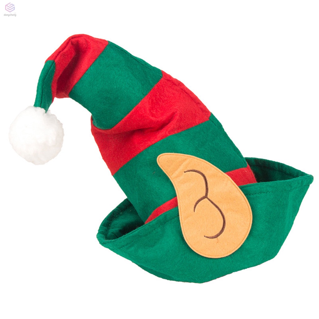 Nón Giáng Sinh Tai Yêu Tinh Màu Đỏ Và Xanh Lá Sọc Đỏ Tươi Sáng Trang Trí Tiệc Giáng Sinh