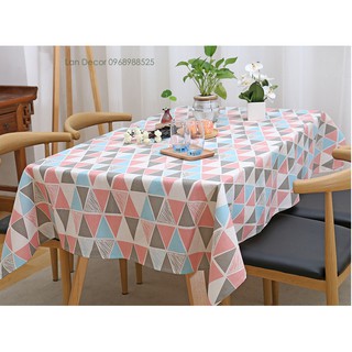 KHĂN TRẢI BÀN LAN DECOR TB246 HỌA TIẾT TAM GIÁC NHIỀU MÀU TRANG TRÍ BÀN TRÀ PHÒNG KHÁCH