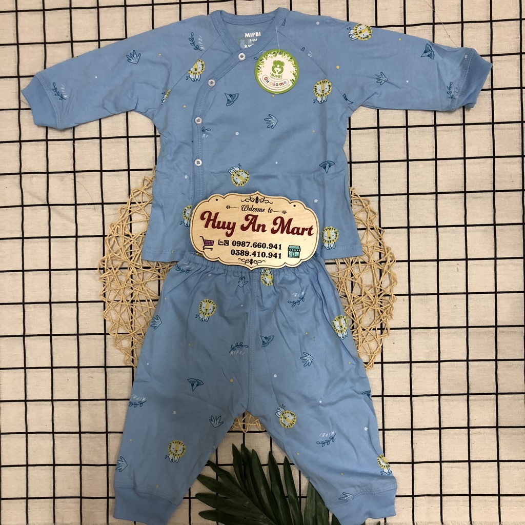 Sét 3 bộ quần áo sơ sinh Mipbi cùng màu dài tay chất liệu 100% COTTONGCHÍNH HÃNG Bộ quần áo sơ sinh dài tay