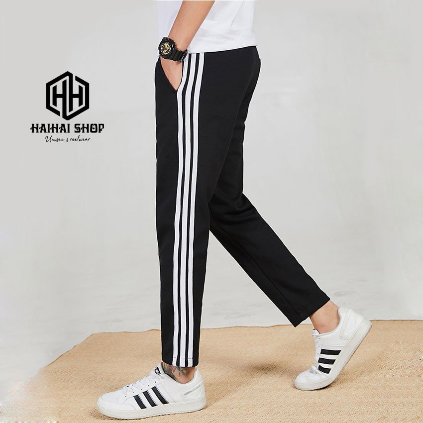 Quần thể thao 3 sọc nam nữ, Quần tập thể dục unisex, Quần ống suông - ống bó - PANDO QD72