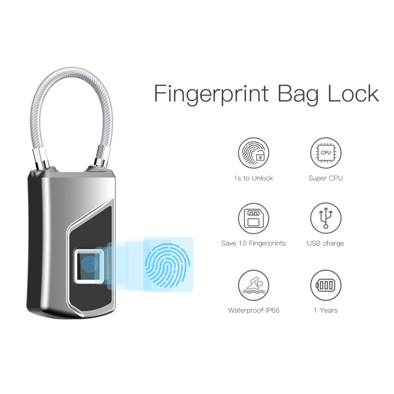 Ổ Khóa Cảm Ứng Vân Tay Thông Minh kiss L1 Chống Trộm Kèm Sạc USB Tiện Dụng Cho Học Sinh / Nam Và Nữ