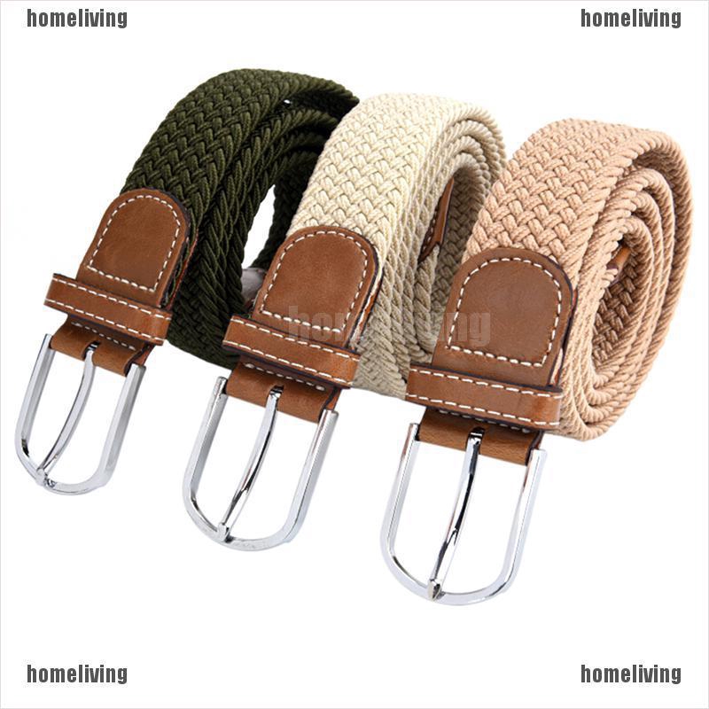 Thắt Lưng Vải Canvas Bện Co Giãn Có Khóa Thời Trang Cho Nam