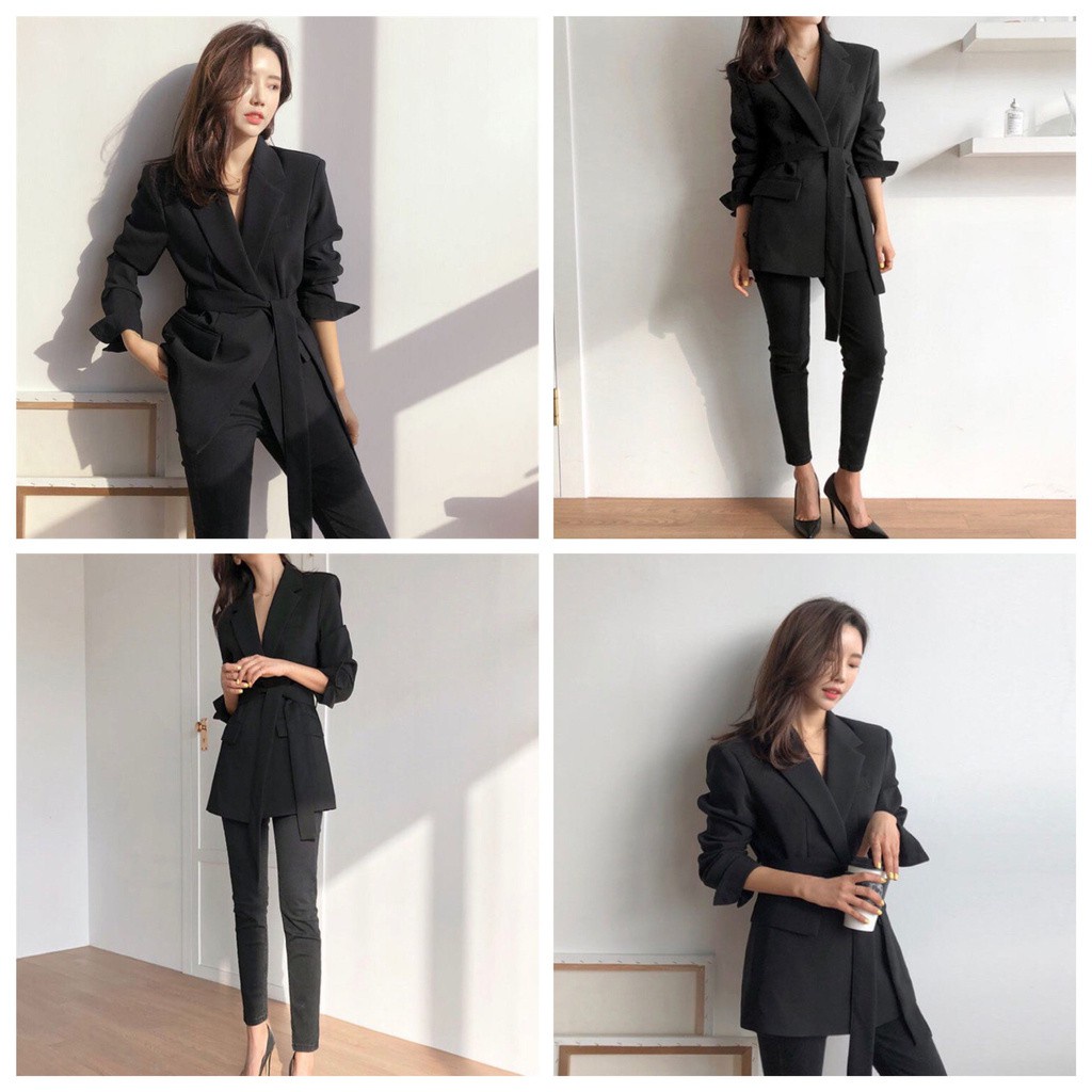 Áo Khoác blazer Dáng Rộng Màu Đen Phong Cách Hàn Quốc Thời Trang Mùa Xuân  Cho Nữ