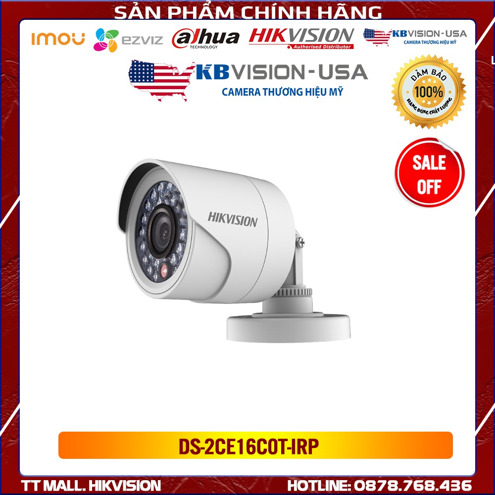 Camera HD-TVI HIKVISION DS-2CE16C0T-IRP 1MP hàng chính hãng bảo hành 2 năm