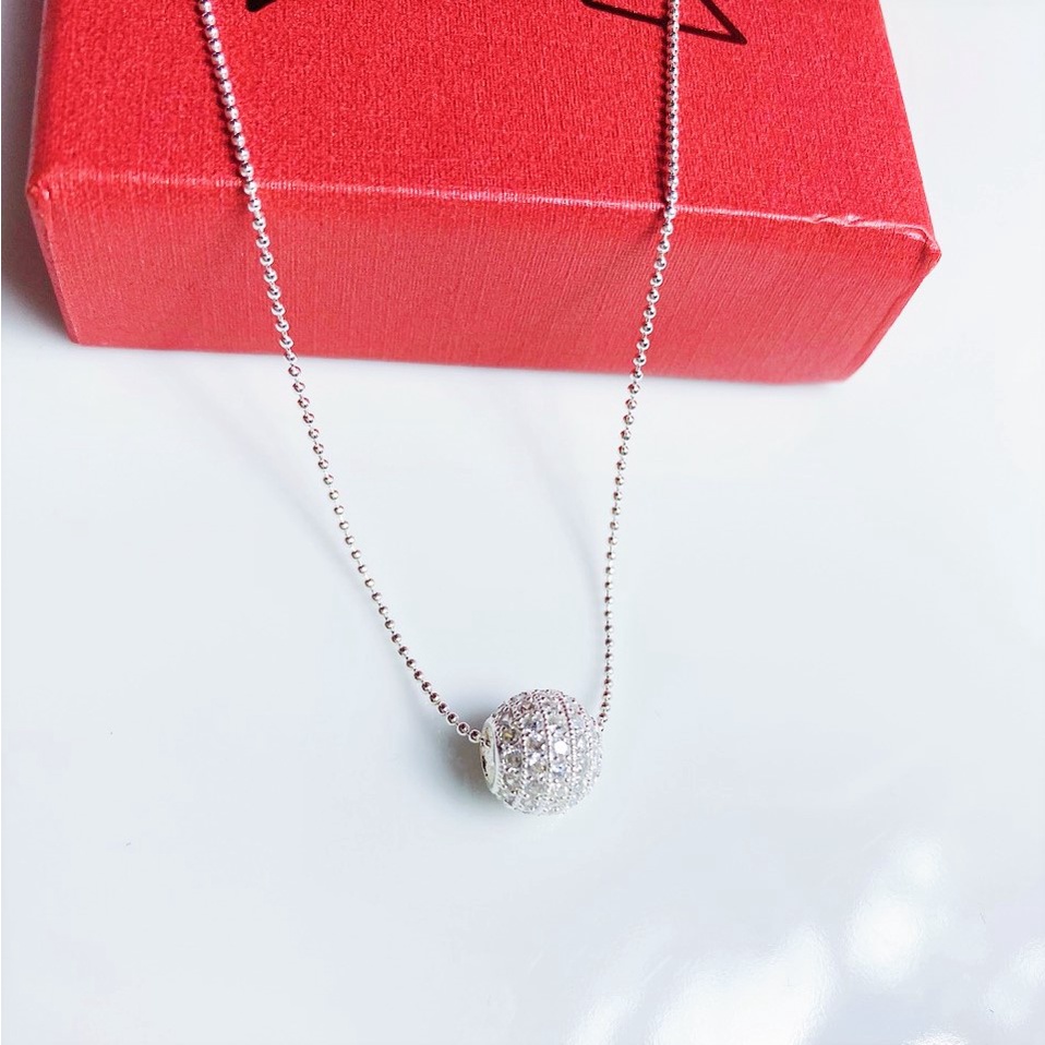 Dây chuyền bạc nữ mặt quả cầu ánh sáng, Vòng cổ bi bạc phong cách thời trang trẻ trung