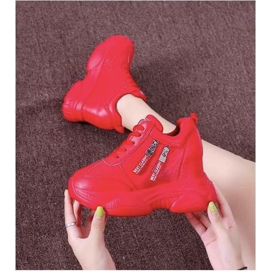 Giày SNK độn 7p da siêu mềm màu đỏ