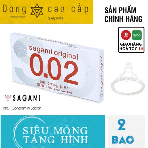 Bao Cao Su Sagami 002 Siêu mỏng cao cấp 0,02mm [CHÍNH HÃNG 100%] (Hộp 2 bao), Nhật Bản, Mỏng như vô hình_Tình thăng hoa