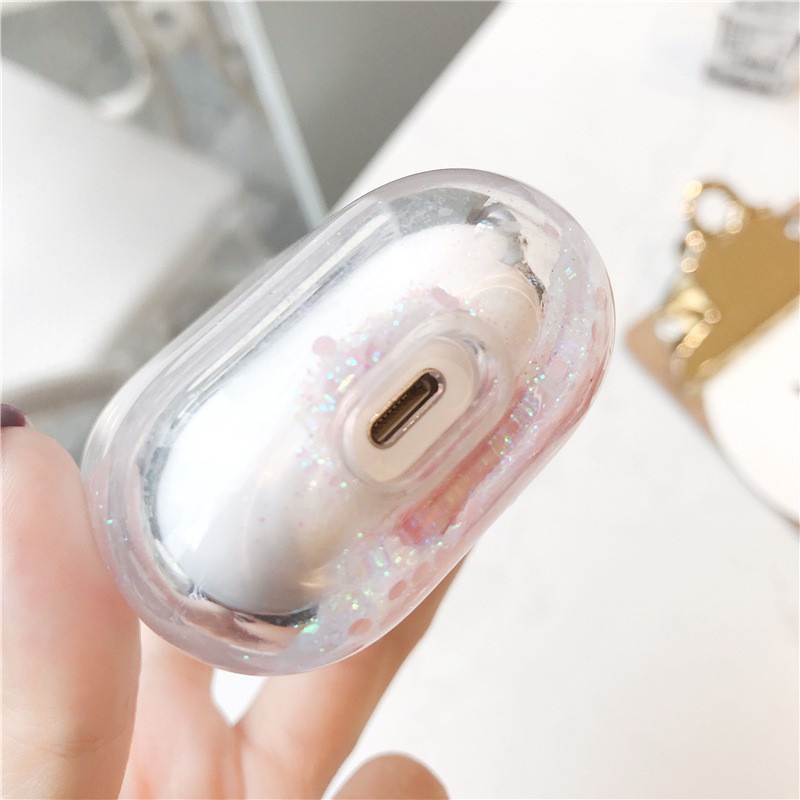 Vỏ Đựng Bảo Vệ Hộp Sạc Tai Nghe Airpods 1 / 2 Trong Suốt Kim Tuyến Xinh Xắn